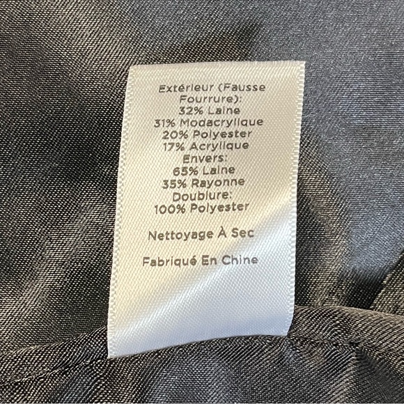 Talbots Black & White Buffalo Plaid Sherpa Wool Blend Longline Vest Jacket Large - Picture 5 of 5